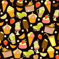 Seamless Background with sweets and coffee