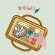 Picnic basket flat illustration