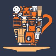 Cup shape with coffee symbols