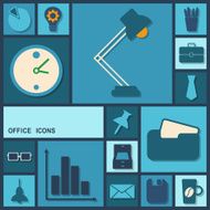 Flat concept set modern design with shadow office icons N8