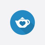 teapot Flat Blue Simple Icon with long shadow N2
