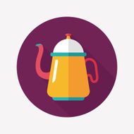 coffee kettle flat icon with long shadow eps10 N35