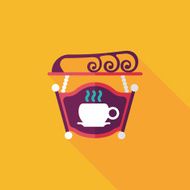 Coffee shop signs flat icon with long shadow eps10 N51