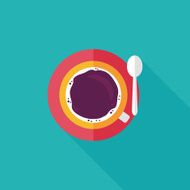 black coffee flat icon with long shadow eps10 N17