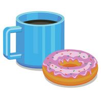 Coffee or tea and donut