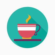 coffee flat icon with long shadow N22