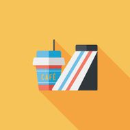 sandwich and coffee flat icon with long shadow eps10 N7