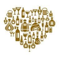 Alcohol Icons in Heart Shape