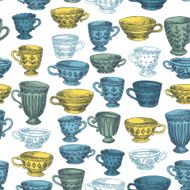Vintage Cups Seamless Pattern