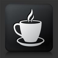 Black Square Button with Hot Drink Icon