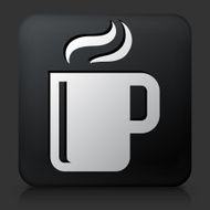 Black Square Button with Hot Drink Icon N2