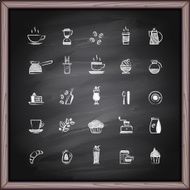 Coffee icons on chalkboard