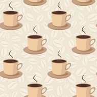 seamless pattern with cups and coffee beans N5