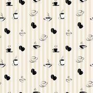 Vector seamless pattern with coffee beans and cups N3