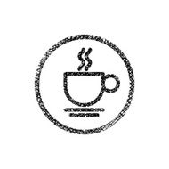 Cup of coffee icon with hand drawn lines texture N3