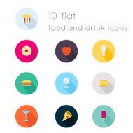 Modern flat icons of food and drink theme
