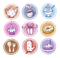 Meal and kitchen icons set