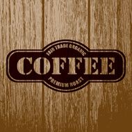 Vintage Coffee Label on Aged Wood N15