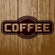 Vintage Coffee Label on Aged Wood N16