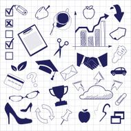 Business doodles seamless pattern background N2
