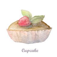 watercolor cupcake hand painted illustration N2