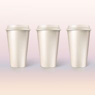 Disposable cups for coffee closeup