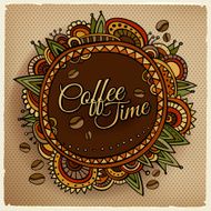 Coffee time decorative border label design N4