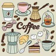 Hand drawn coffee set N5