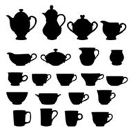 Set of cups and teapots