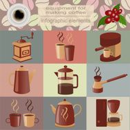 Equipment for making coffee set infographics elements N13
