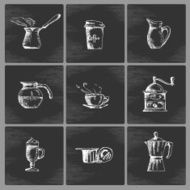 Hand drawn coffee icon set N2