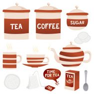 Retro tea and coffee icons