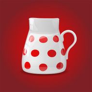 White ceramic pot with red dots