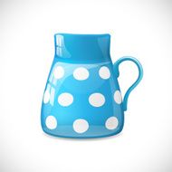 Blue ceramic pot with white dots