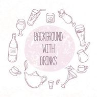 Set of outline drinks in vector Backgrond with beverages for