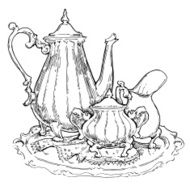 Hand made sketch of tea sets Vector illustration N6