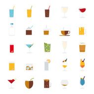 Isolated drinks and beverages icons vector set