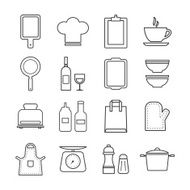 thin line icon set kitchen and cooking