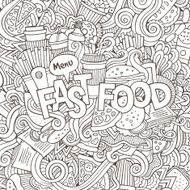 Fast food hand lettering and doodles elements background N7