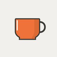 Coffee cup outline colored icon modern minimal flat design style