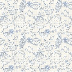 Ornament seamless pattern with tea time objects