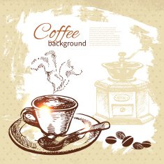 Hand drawn vintage coffee background N11