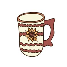 Handmade Coffee Mug With Brown Stripes and Sunflower Decoration N2