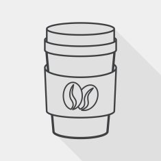 takeaway coffee flat icon with long shadow line