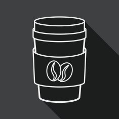 takeaway coffee flat icon with long shadow line N2