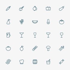 5x5 food and beverage line icons