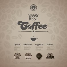 Coffee menu poster vector design template in retro style