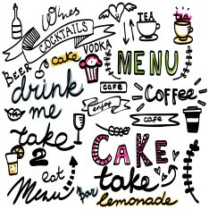 Hand drawn calligraphic set of design elements