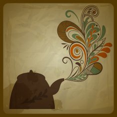 vector retro concept composition with stylized kettle and steam