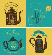 Set of labels on theme tea N2